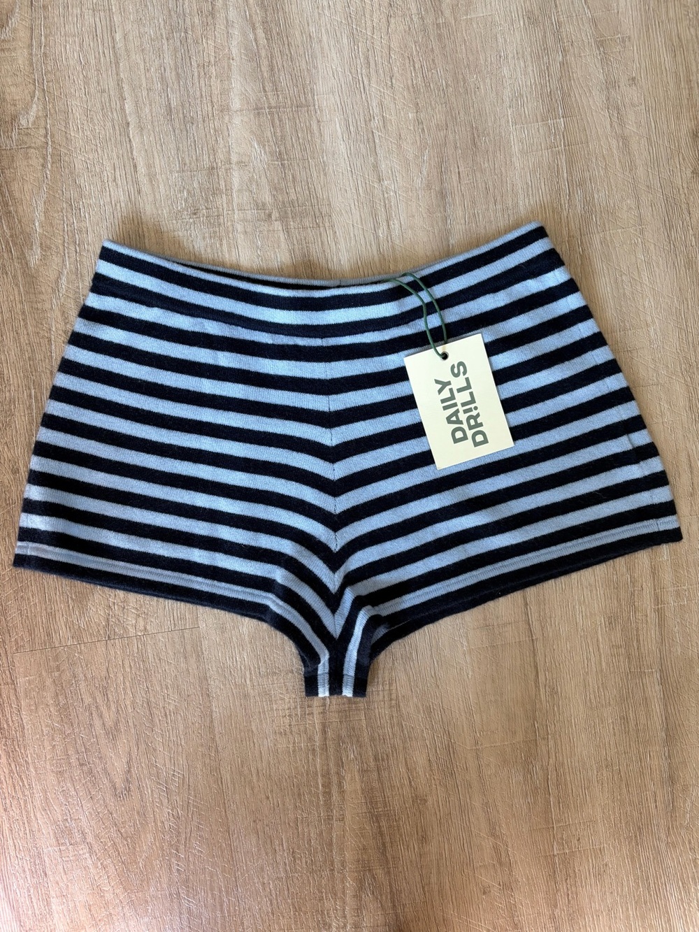 Daily Drills Cashmere Micro Shorts in Navy + Powder Stripe (XS/S)
